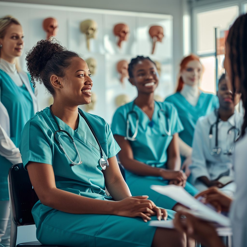 Unlock Your Potential in beauty: Join Our Pathway Into Aesthetics Program Photo - Students sitting in a classroom, going through the application process